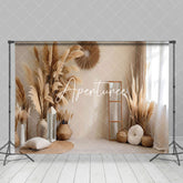 Aperturee - Aperturee Indoor Boho Dried Pampas Grass Photography Backdrop